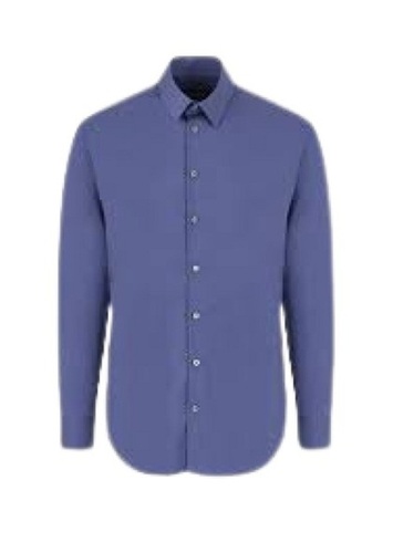Blue Men'S Plain Pattern Full Sleeve Formal Wear Pure Cotton Shirts