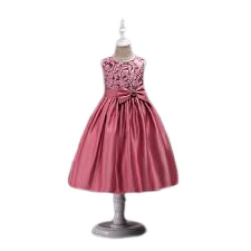 Pink Sleeveless Breathable Designer Modern Girl Kids Frocks