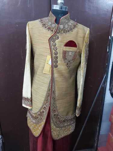 Wedding Wear Full Sleeves Ethnic Sherwani For Mens