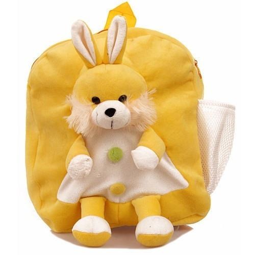 Yellow 10 X 14 Inch Washable Soft Synthetic Rabbit Toy School Bag