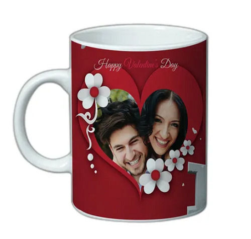 Red 150 Ml Capacity Cylindrical Ceramic Printed Mugs For Gifts