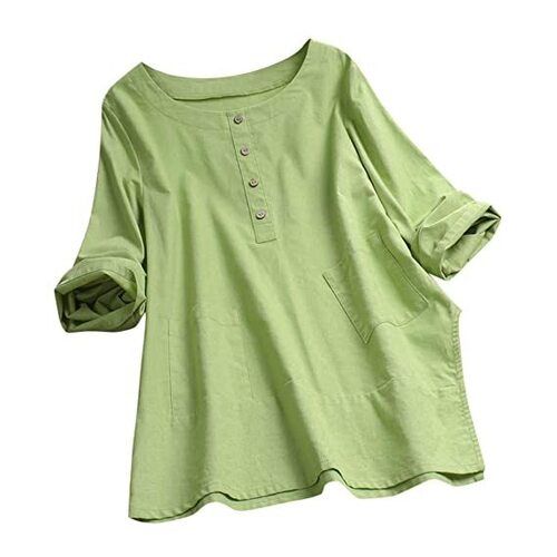 3-4th Sleeves Comfortable Plain Casual Wear Tops