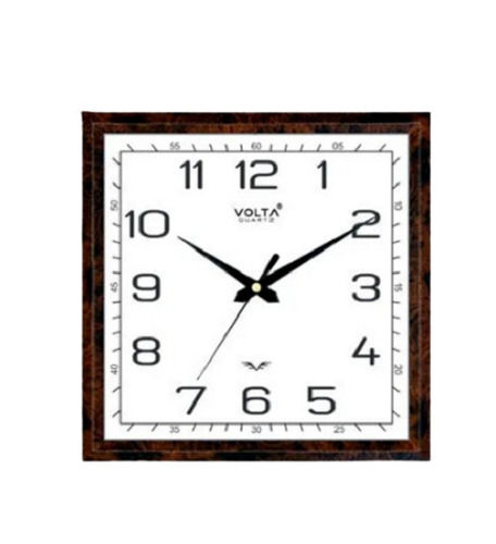 White And Brown 300 X 300 X 50 Mm 300 Gram Square Plastic Body Quartz Wall Clock 