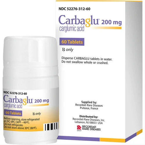 60 Tablets 200 Mg Antibiotic Carglumic Acid