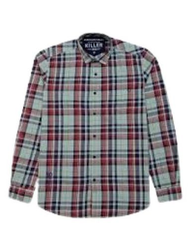 Blue With Brown Men Breathable Checked Full Sleeve Cotton Shirts