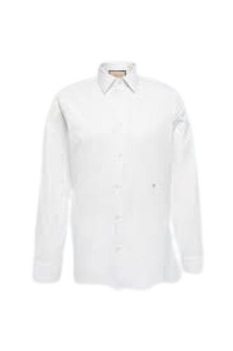 Cotton Breathable Full-Sleeve Shirt - Available in Various Sizes | Plain White, Straight Collar, Ideal for Summer Wear
