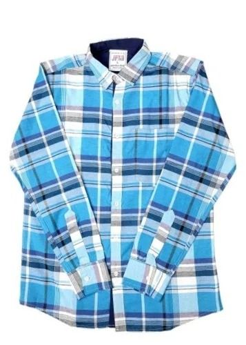 Full Sleeves Button Closure Check Printed Cotton Shirts For Men 