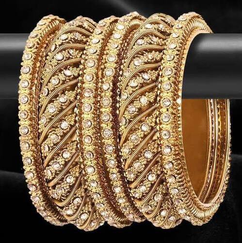 Golden Bridal Bangles Set For Wedding Partywear And Festival