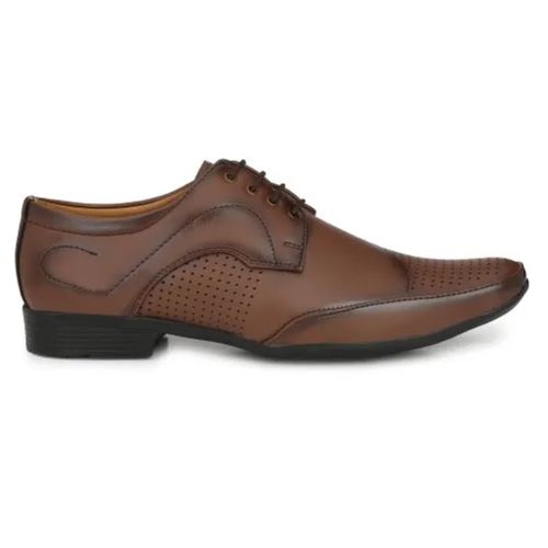 Brown Light Weight Semi Round Pu Lining Material Formal Shoes For Men'S