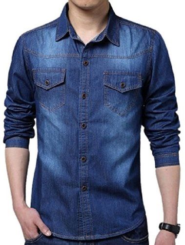 Plain Men Denim Shirt, Regular Fit, Grey at Rs 230 in New Delhi | ID:  2853278436412