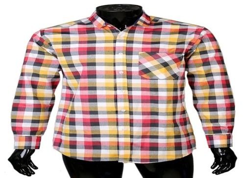 Mens Full Sleeves Button Closure Breathable Cotton Casual Printed Check Shirt Collar Style: Classic