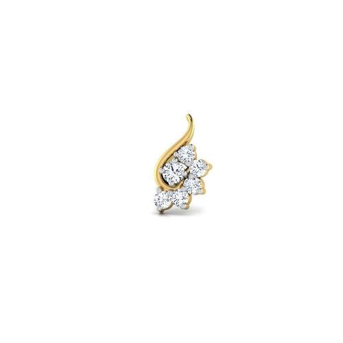 Party Wear Ladies Flower Shape Polished Diamond Nose Pin