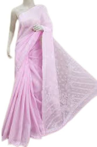 Pink Gorgeousa  Party Wear Printed Cotton Saree For Ladies