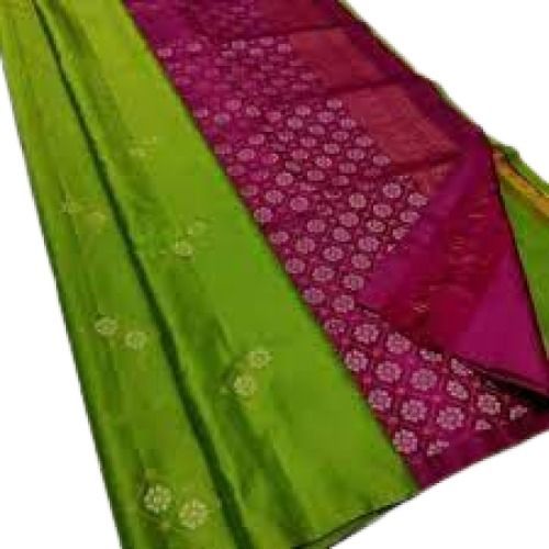 Green With Maroon South Indian Style Party Wear Lightweight Printed Silk Saree For Ladies 