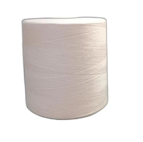 White 40 Pound Z-Twisted Plain Texturized Semi-Dull Sewing Cotton Thread For Commercial Use 