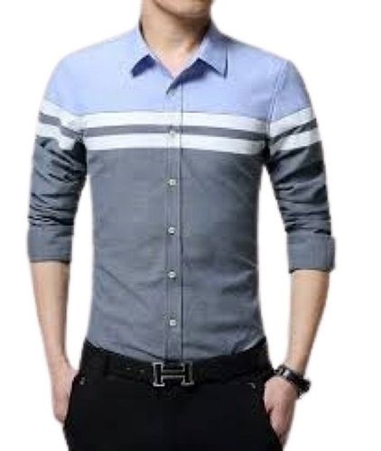 Casual Wear Regular Fit Long Sleeve Striped Cotton Linen Mens Shirt Collar Style: Straight