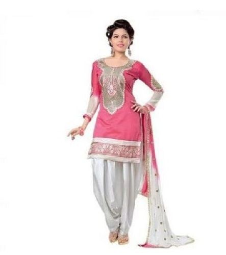 Full Sleeves Embroidered Chanderi Silk Salwar Suit With Embroidered Dupatta