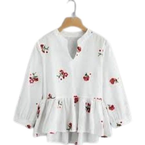 White Ladies Printed Chiffon Designer Summer Season Casual Wear Designer Tops