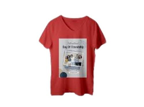 Short Sleeve Style Printed Pattern V Neck Cotton T-Shirt For Men'S