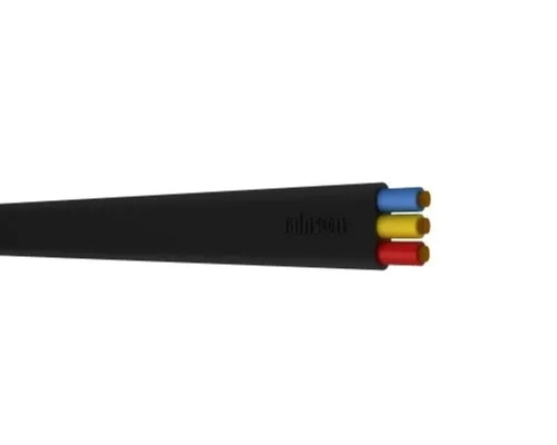 Black 100 Meters Pvc Jacket Copper Conductor Solid 3 Core Flat Cables For Industrial Use