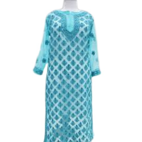 3/4Tha Sleeve Casual Wear Printeda Cotton Chikan Kurti For Ladies Bust Size: 28 Inch (In)