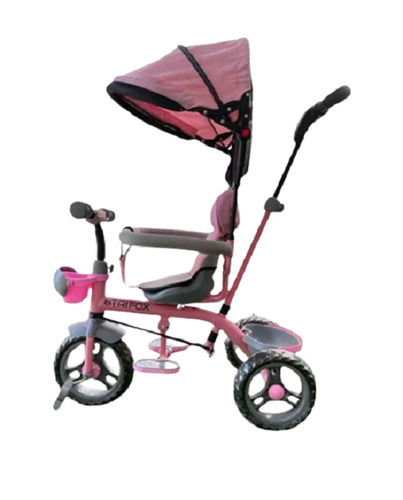 Pink 3 Wheeler Mild Steel Baby Strollers For Child Safety And Security