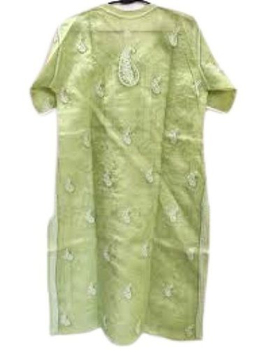 Casual Wear 3/4Th Sleeve Embroidered Cotton Chikan Kurti For Ladies  Bust Size: 27 Inch (In)