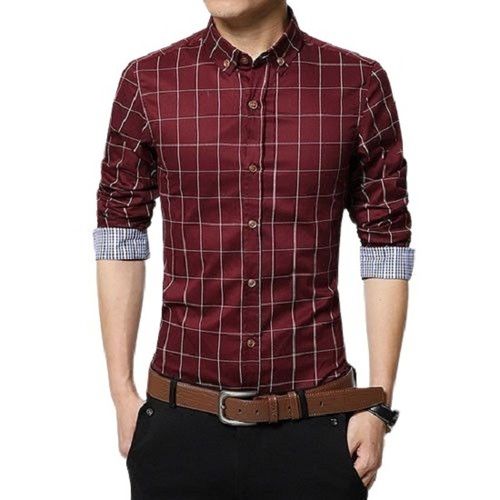 Full Sleeve Classic Collar Pure Cotton Material Check Pattern Formal Shirt For Men'S
