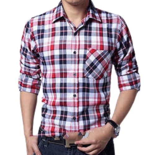 Men'S Checked Pattern Full Sleeve Breathable Casual Wear Cotton Shirt Collar Style: Straight