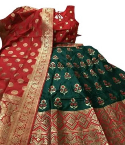 Multicolor Party Wear Semi Stitched Floral Printed Soft Silk Lehenga