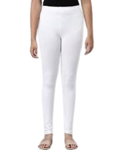 Ladies Casual Wear Skin Friendly Slim Fit Plain Cotton Leggings - Cotton Blend, Full-Length 34 Inch, White Color, Washable , Custom Logo Available
