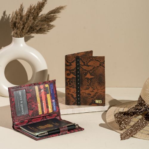 Premium Designer Portable Folding Leather Passport Holder