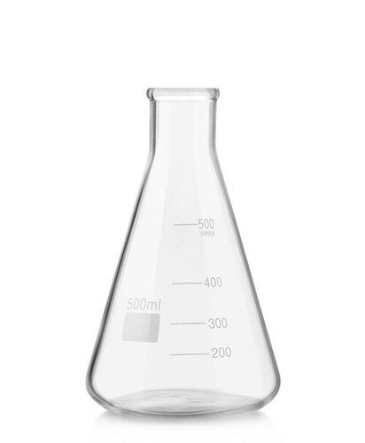 White Transparent Conical Flask For Chemistry And Hospital Laboratory Use