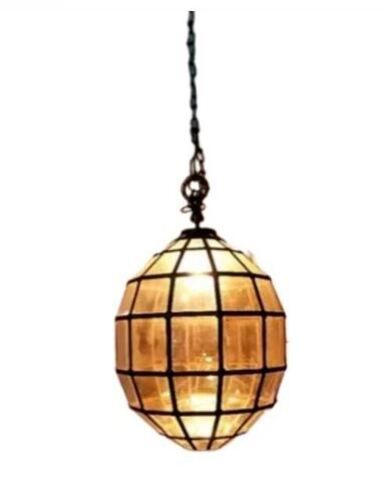 Brown 10X20 Inches 220 Volt Oval Glass And Metal Modern Hanging Lamp