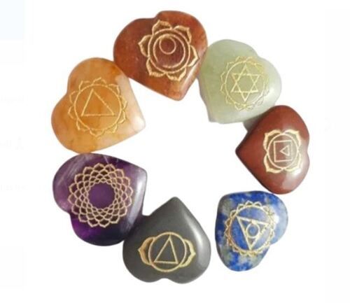 15 Mm Healing 2 Inch 7 Chakra Heart Shape Set