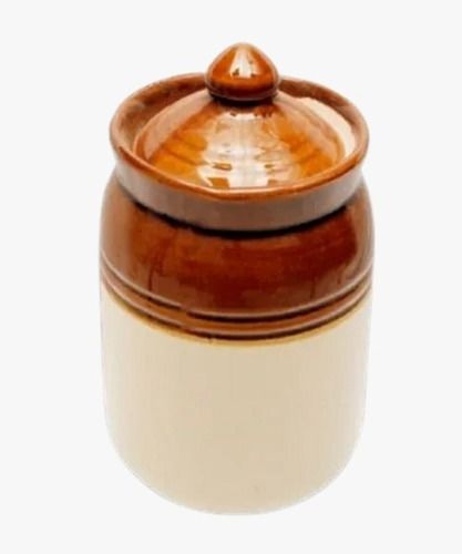 White And Brown 500 Ml Storage 7.62 X 7.62 X 13.97 Cm Round Ceramic Pull Ring Pickle Jars 