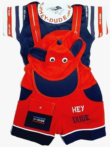 Boy Plain Cotton Dungaree Set