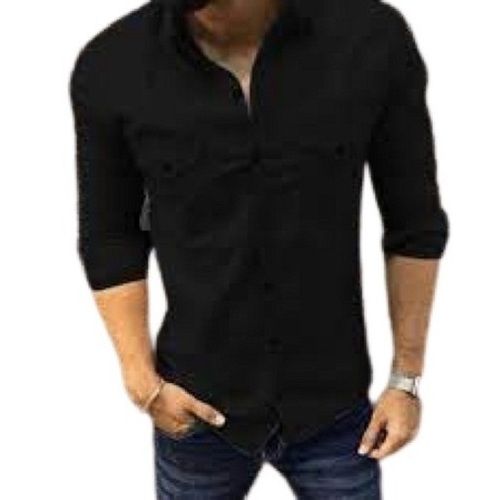 Formal Wear Long Sleeve Regular Fit Plain Cotton Shirt For Mens