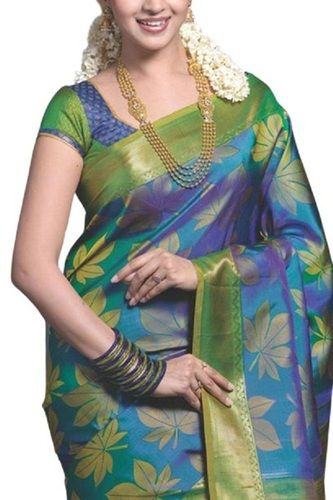 Ladies Printed Patchwork Party Wear Silk Saree For Summer Season