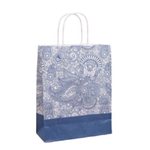 Blue Printed Rope Handle Eco-Friendly Recyclable Paper Shopping Bag