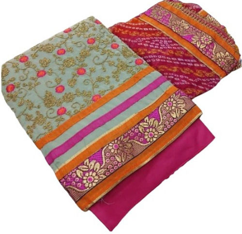 Multi Color 118 X 44 Inches 800 Yards Embroidered Soft Cotton Unstitched Suit Fabric 