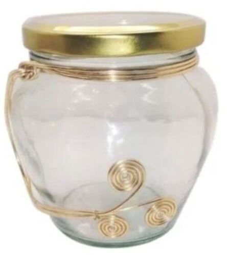 Transparent 5X4.2X3 Inches 200 Gram 4 Mm Thick Round Plain Solid Glass Jar