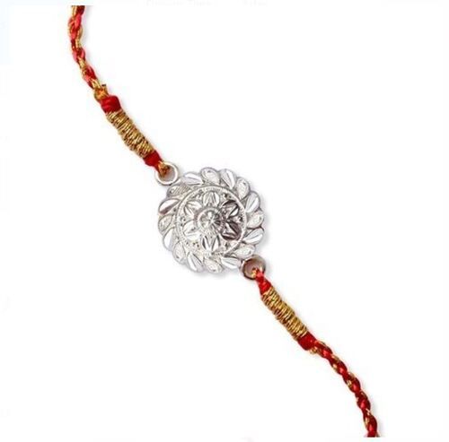 6 Inch Long And 2 Inches Width Lightweight Cotton Silver Designer Rakhi