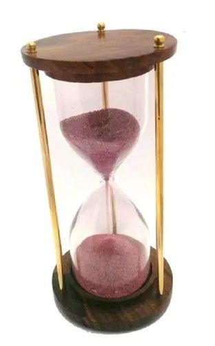 Durable 7.3 X 14.8 Centimeter Nautical Decoration Glass Brass Sand Timer 