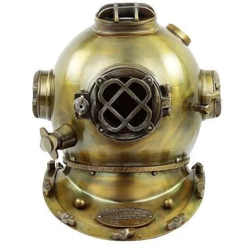 Golden 7 Kg Nautical Decorations Brass Full Face Diving Helmet