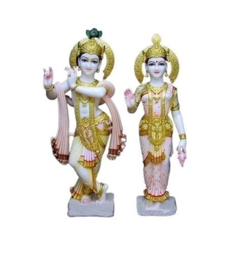 Eco-Friendly Durable Handmade By Hammering Marble Radha Krishna Statue For Worship