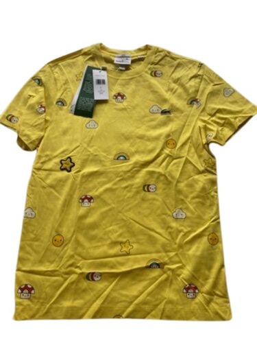 Yellow Ladies Round Neck Short Sleeves Casual Wear Cotton Printed T Shirt