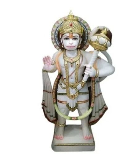 Moisture Proof Paint Coated Polished Marble 24 Inches Hanuman Statue