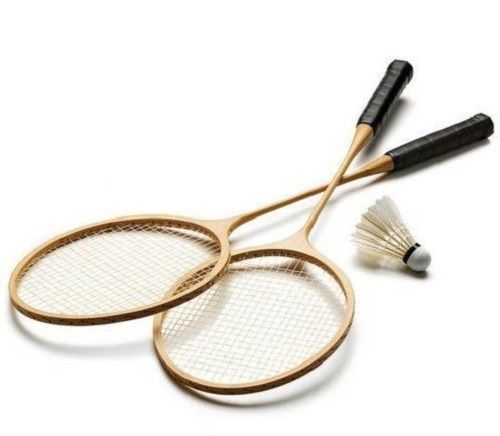 Brown Plastic Badminton Racket Set With Shuttlecock 