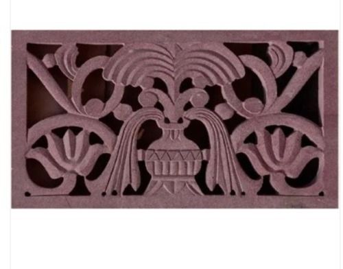 Brown Rectangular Indian Style Sand Stone Jali For Outdoor Decoration 